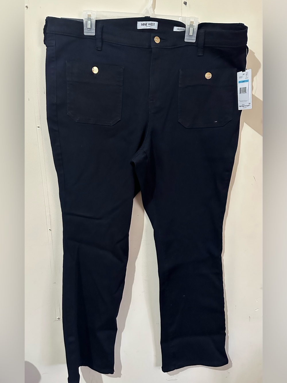 Nine West 20W Black Editor Booty Flare Stretch Bootcut Jeans
